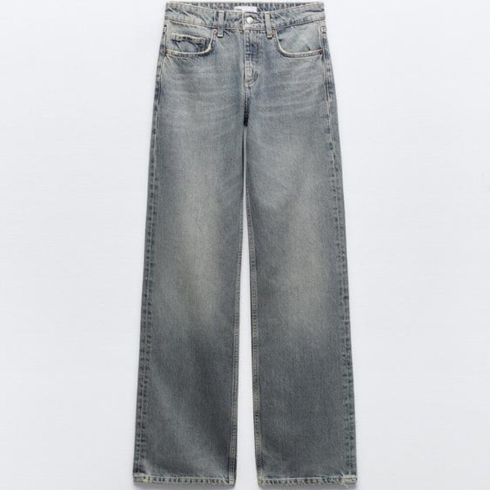 Full Length TRF Mid-Rise Wide Leg Jeans
